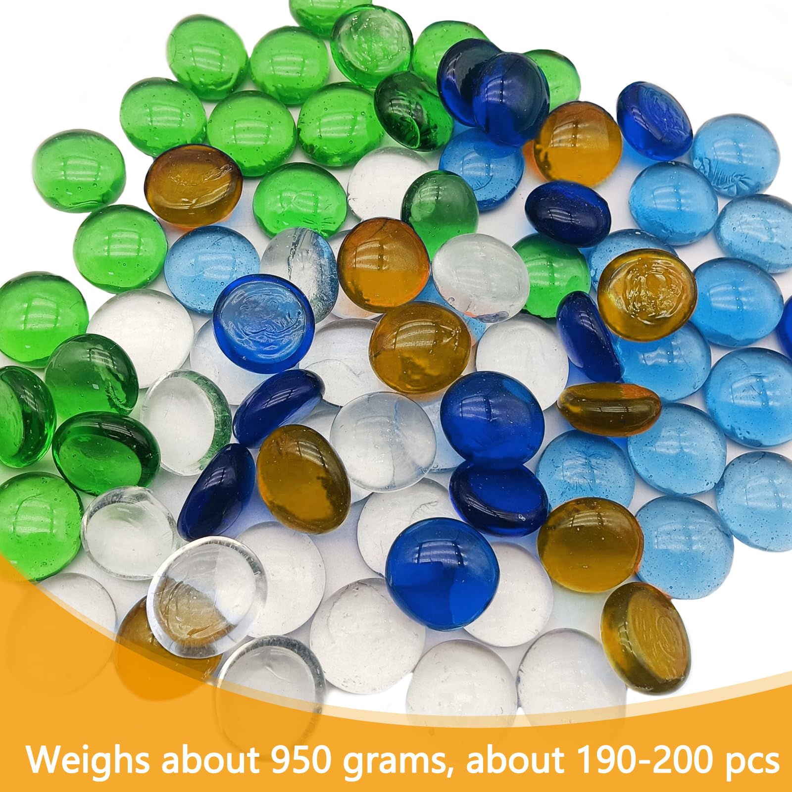 200PCS Glass Pebbles, Mixed Color Flat Marble Beads - Image 2