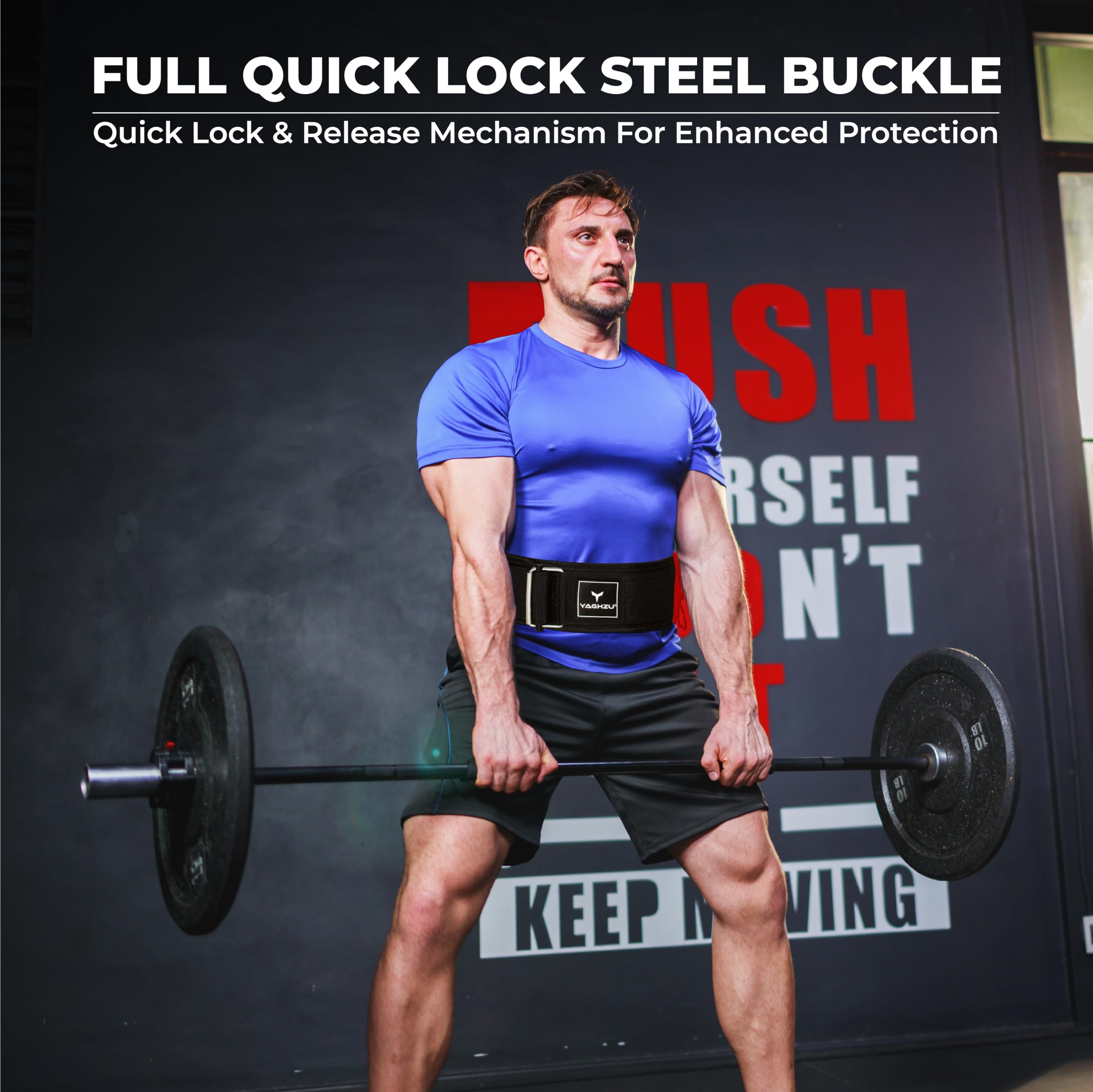 Schnellschließender Gewichthebergürtel für Damen und Herren – verstellbarer Hebegürtel für Powerlifting, Cross-Training und olympisches Heben – 10,2 cm Uniform-Profil, Nylon, Workout, Gymnastikgürtel, Rückenstütze, Gewichthebergürtel