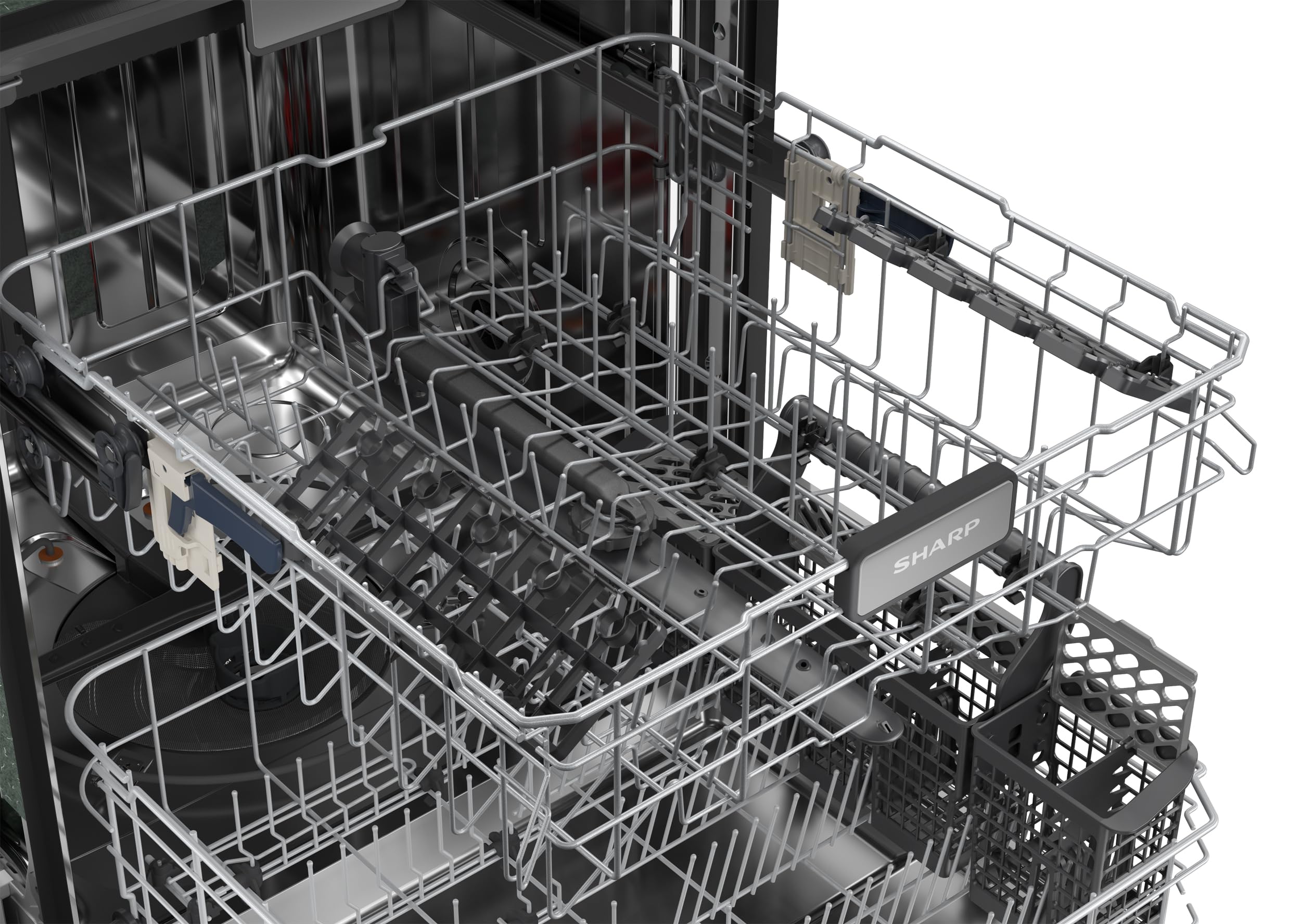 Sharp SDW6726MS 24-inch Stainless Steel Dishwasher, 47 dB Library Quiet, Third Rack, Power Wash Sprayer, 12 Place Settings,