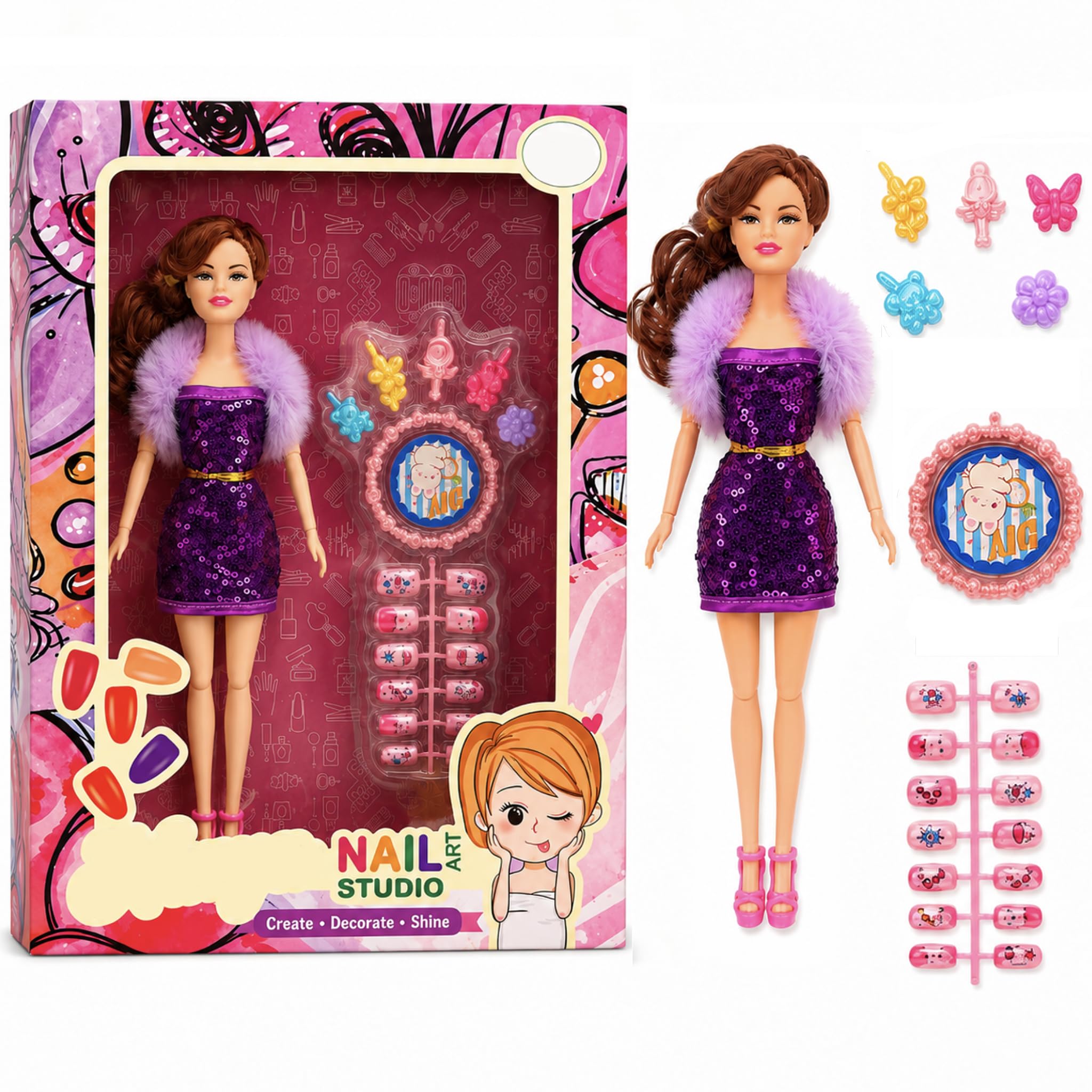 SNAPTRON Doll Set for Girls with Nail Art Studio | Doll with Moveable Arms, Legs, Elbow & Knee for Girls-image-45