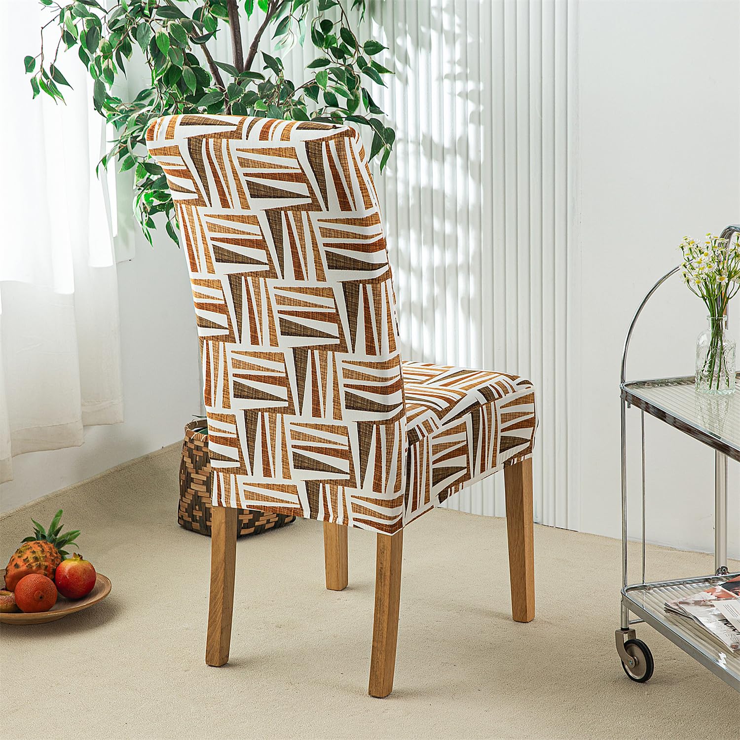 HZDHCLH Chair Covers Slipcovers 4/6 PCs Stretch Removable Washable Short Dining Chair Protector Cover Seat for Hotel,Dining Room,Ceremony (Cloth pattern,6 PCS) - Image 4