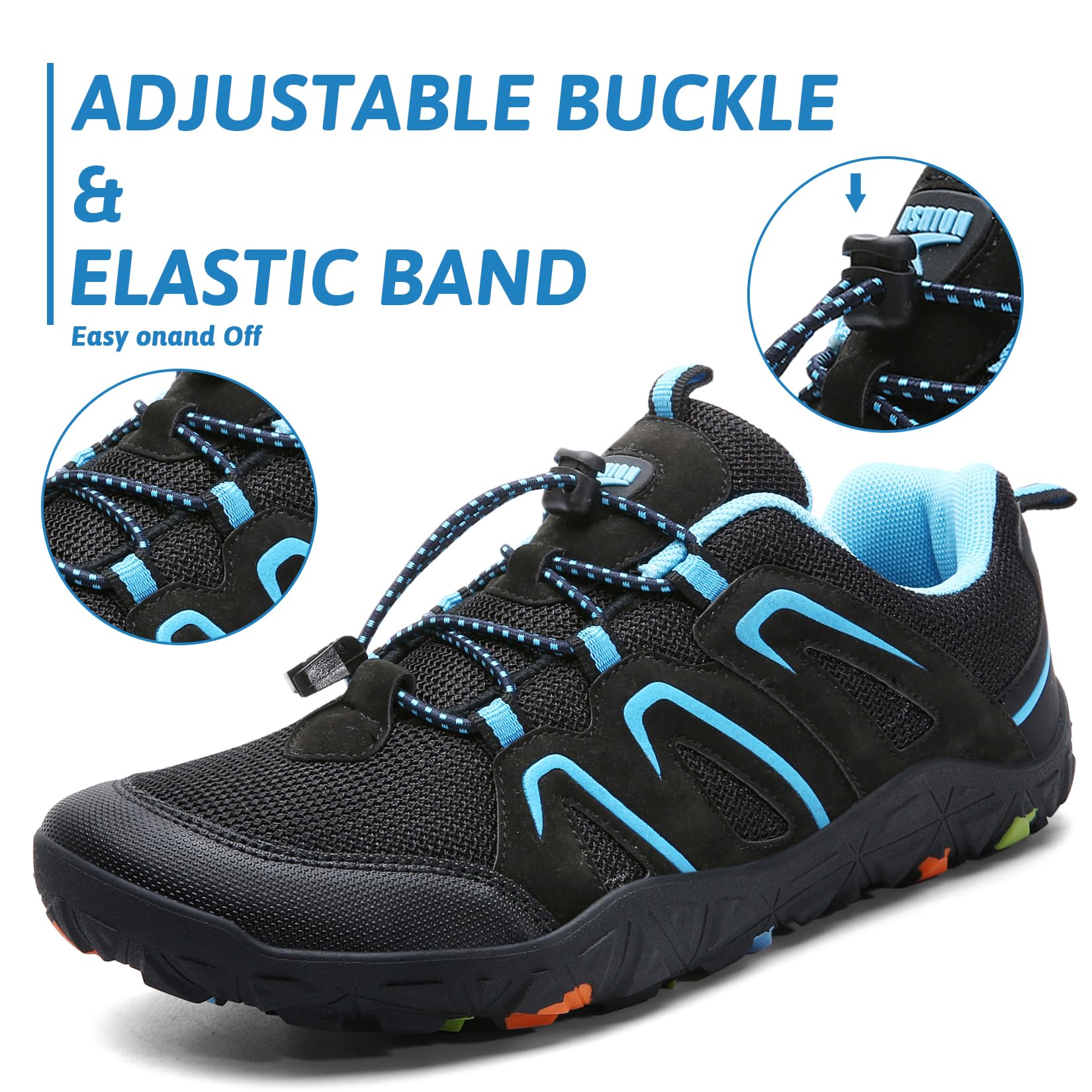 Chaussures Randonnée Garçon Chaussures de Trail Enfant léger Antidérapant Marche de Trekking Outdoor(N Negro Azul,40 EU)