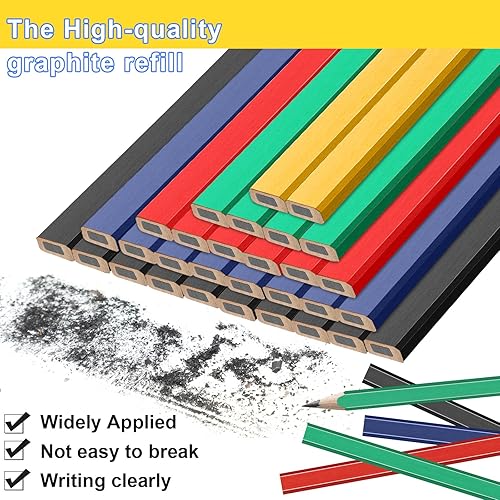 Miniatura 3 de Mimorou 200 lápices de carpintero de 7 pulgadas, octogonal plano, 5 colores, negro duro, lápices de construcción, lápices de contratista para