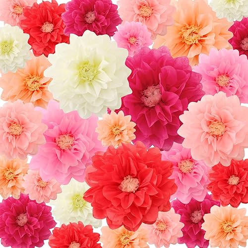 18 piezas de flores de papel mexicanas coloridas para fiesta, flores de papel de seda para carnaval mexicano, flores de papel para telón de fondo de