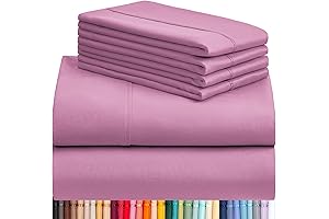 LuxClub 6 PC Full Sheet Set - Silky Soft Breathable Plum Sheets