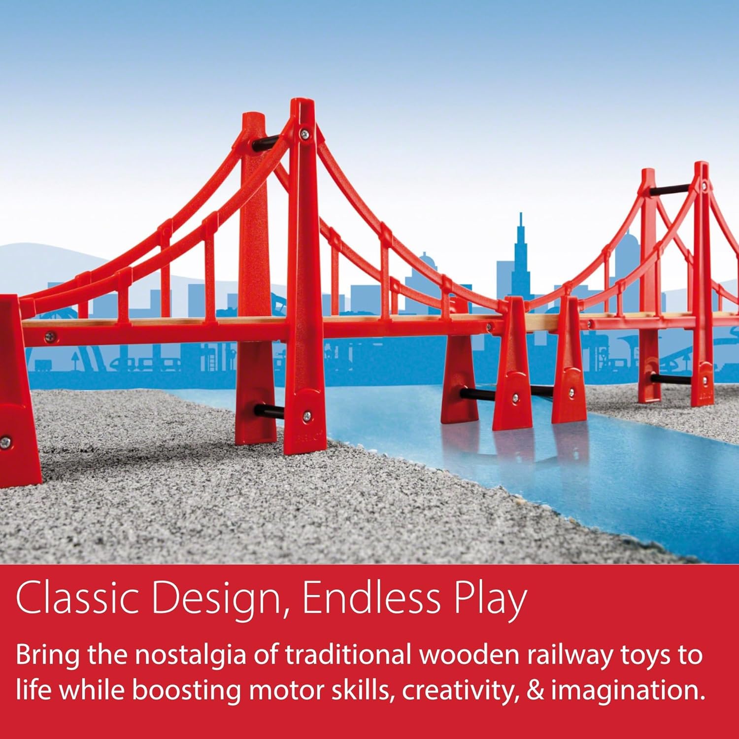 BRIO World Double Suspension Bridge - FSC-Certified Longest Wooden Train Track Bridge - Compatible with All BRIO Railway Sets - 5-Piece Set of 2 Bridges & 3 Tracks - Creative Fun for Kids Ages 3 & Up