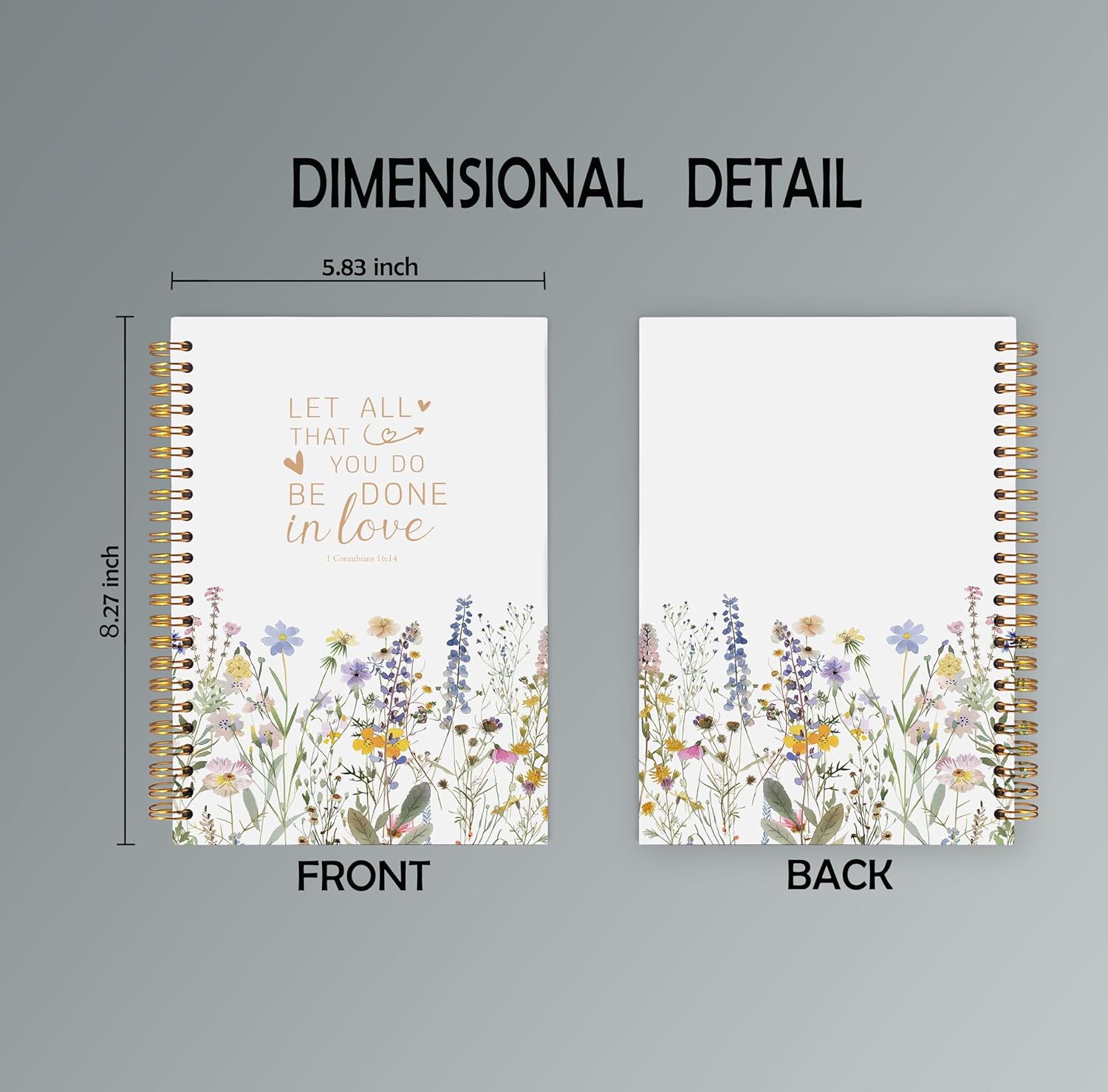 Floral Christian Notebooks for Women, Let All that You Do Be Done in Love Bible Journaling Notebook, Prayer Journal for Woman, Church Notes Notebook, Hardcover Spiral Notebook 5.5x8.3 Inch - Image 6