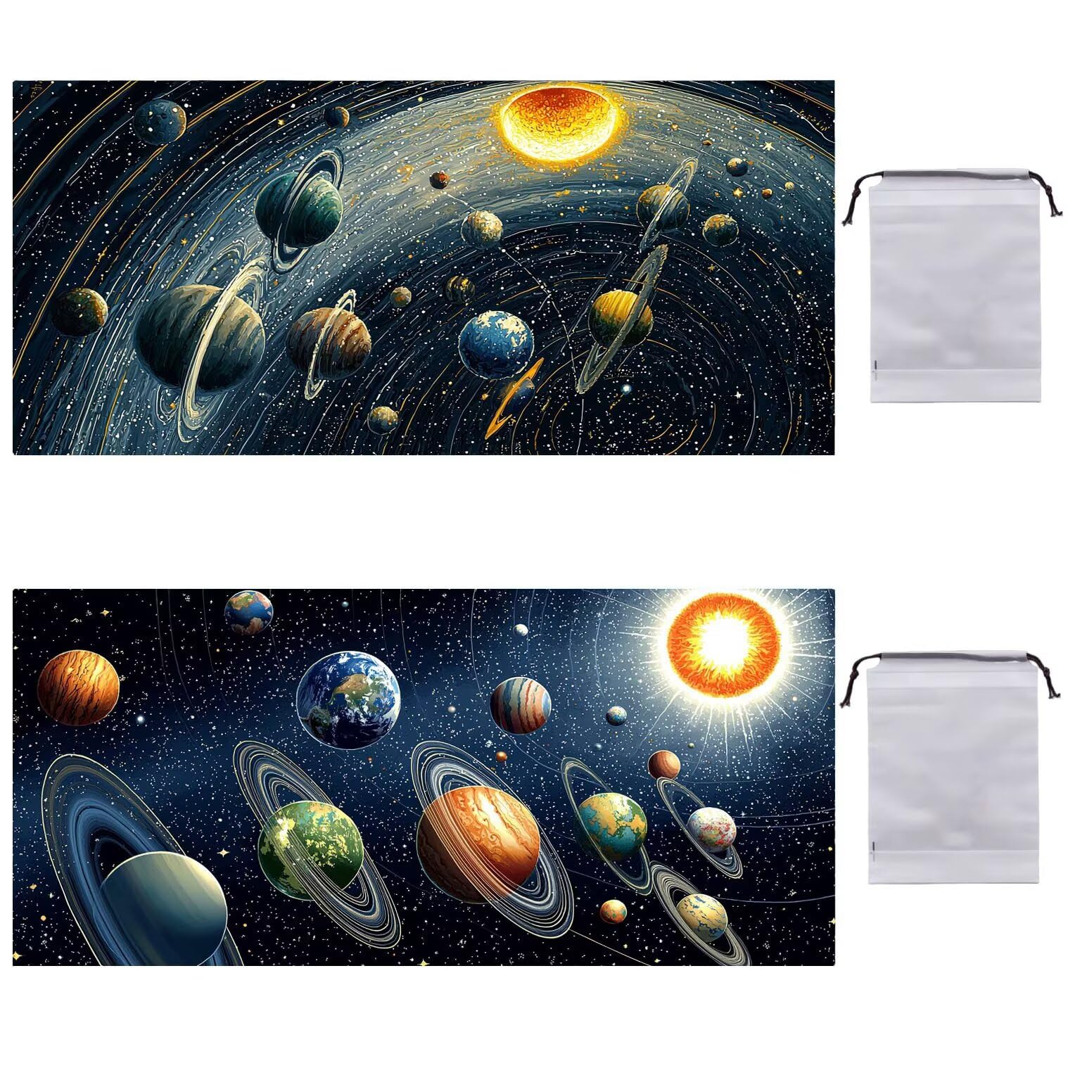 Toalla Playa XXL 220 x 100 cm, 2PCS Toalla Playa Grande - Toalla Microfibra De Secado Rápido y Sin Arena, Verano Manta de Playa Mujer Playas Accesorios para Gimnasio Baño Regalo (Universo planeta) O24
