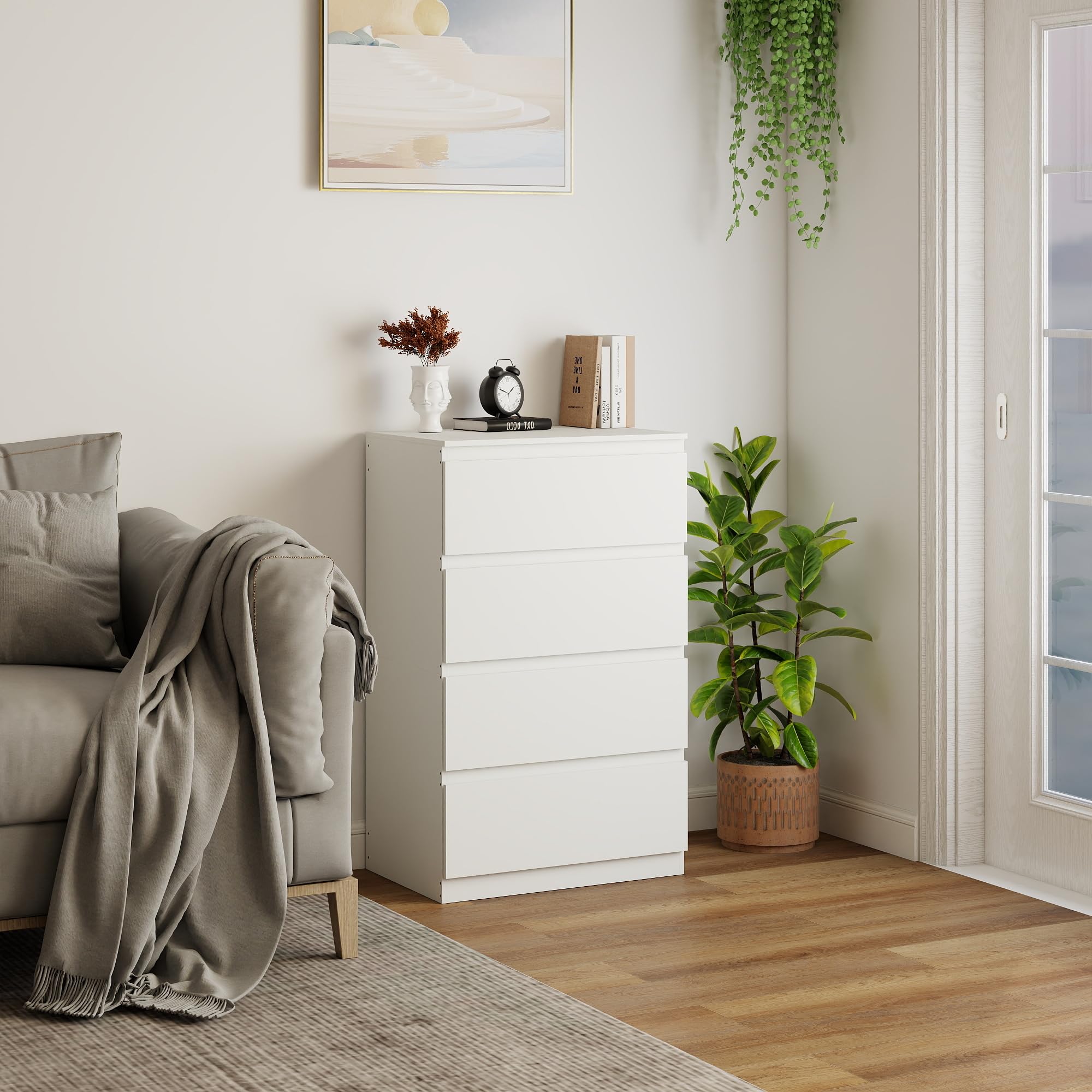 Commode met laden, kast met 5 laden van stof, opbergkast, industriële