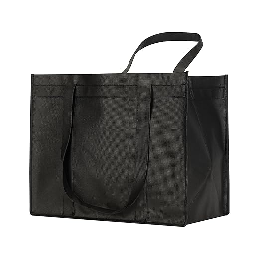 NZ home XL Reusable Grocery Shopping Bags, Heavy Duty Shopping Tote, Stands Upright, Foldable, Washable (Black 5 Pack)