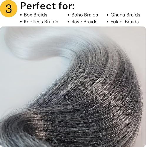 Miniatura 5 de Extensiones de cabello trenzado Kanekalon preestirado rubio cenizo ombré, se alimentan de trenzas