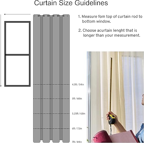 Miniatura 6 de Encasa - Cortinas térmicas opacas para ventana con 2 fundas de almohada, cortinas de oscurecimiento de habitación con ojales para dormitorio y sala