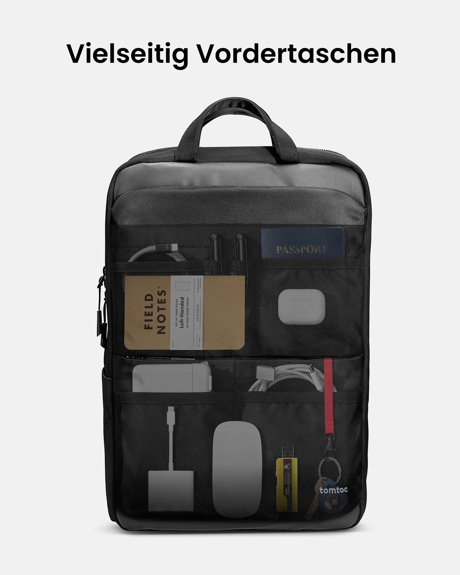 tomtoc 24L Business Laptop Rucksack für 15,6 16 17,3 Zoll Computer, Tagesrucksack Professional Backpack Rucksäcke mit Kabel Durchgangstasche für Büro, Arbeit, Alltag, Schwarz