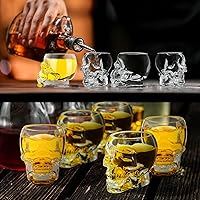Vista 5 de Dandat Juego de 24 vasos de chupito de calavera de 2.5 onzas, mini transparentes a granel para bodas, whisky, expreso, agua, jugo, leche, café
