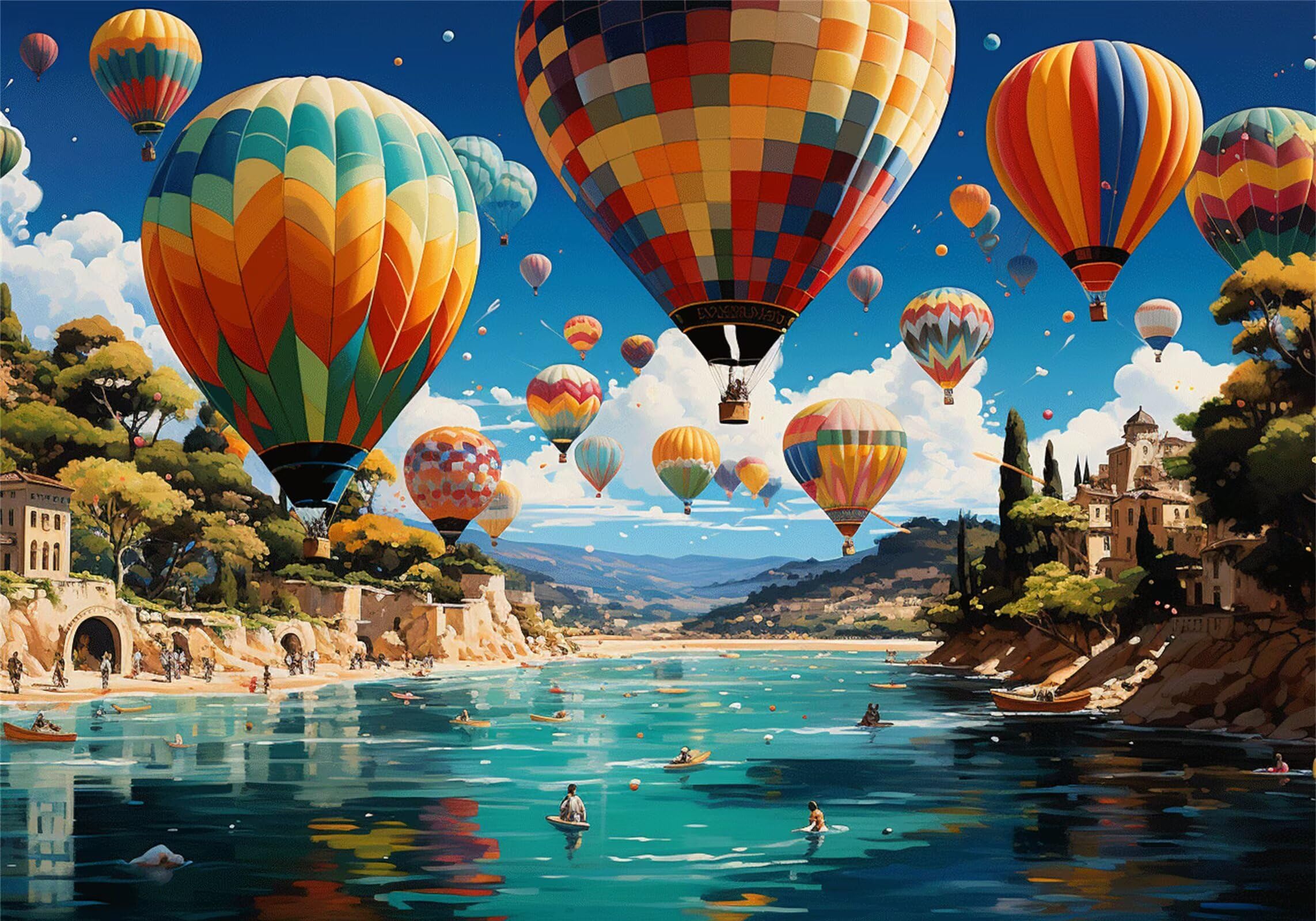 Heißluftballon Puzzle 3000 Teile Erwachsene Klassische Puzzles Landschaft Jigsaw Anspruchsvoll Impossible Pädagogisches Spielzeug Kinder Holzpuzzlem Puzzlespiel Geeignet für alle Altersgruppen P-256