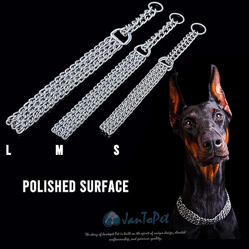 Miniatura 4 de JanToPet Collar de cadena para perro, de acero inoxidable, ajustable, con eslabones cubanos de metal, a prueba de mordidas, collar de cadena de