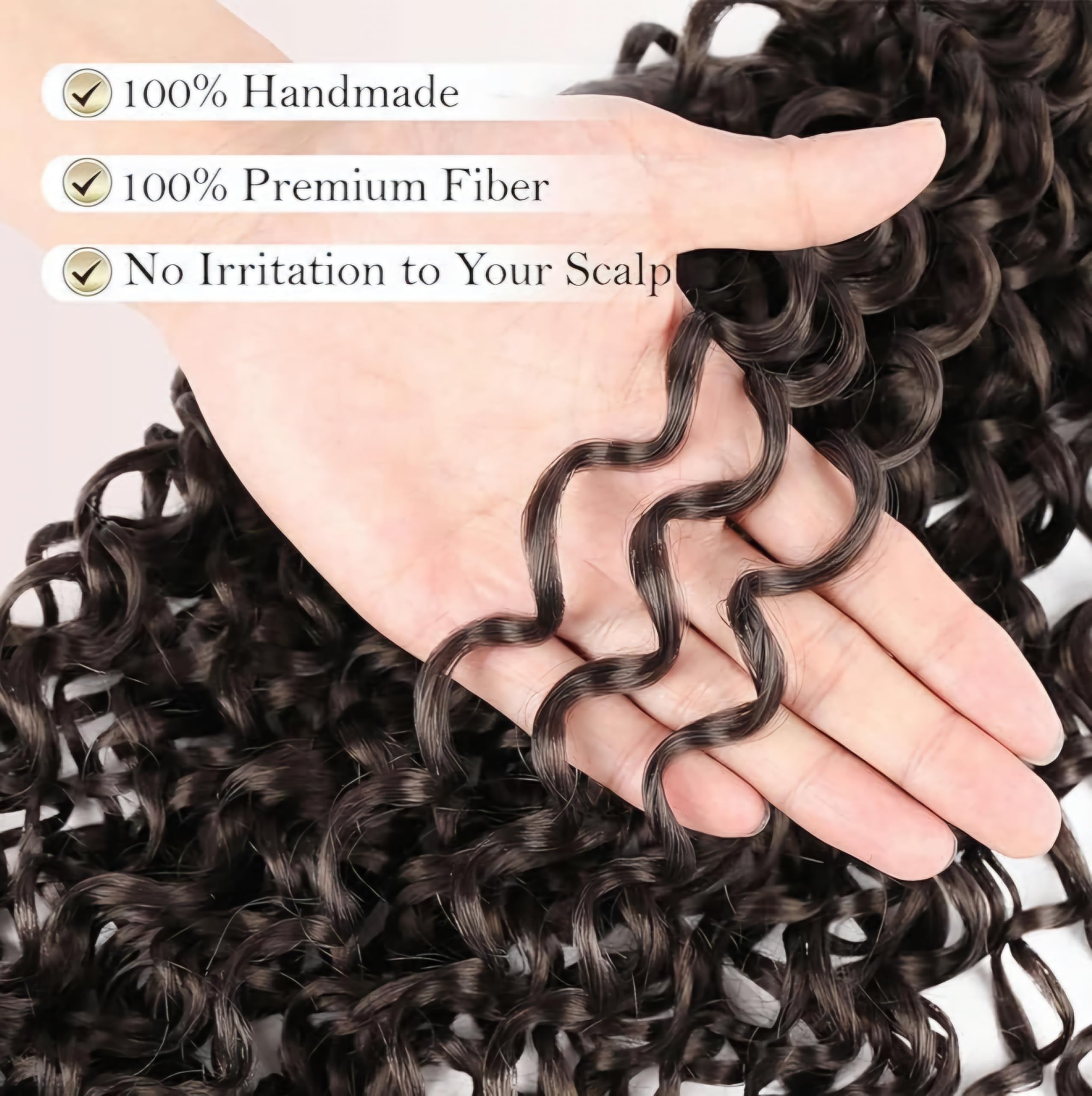 PRE LOOPED Gogo Curl Hair - Crochet Braid - extensiones de pelo para trenzas crochet de aspecto natural KANEKALON premium - 120 mechones 450 gr + 3 accesorios de regalo (#4, 18"45cm)