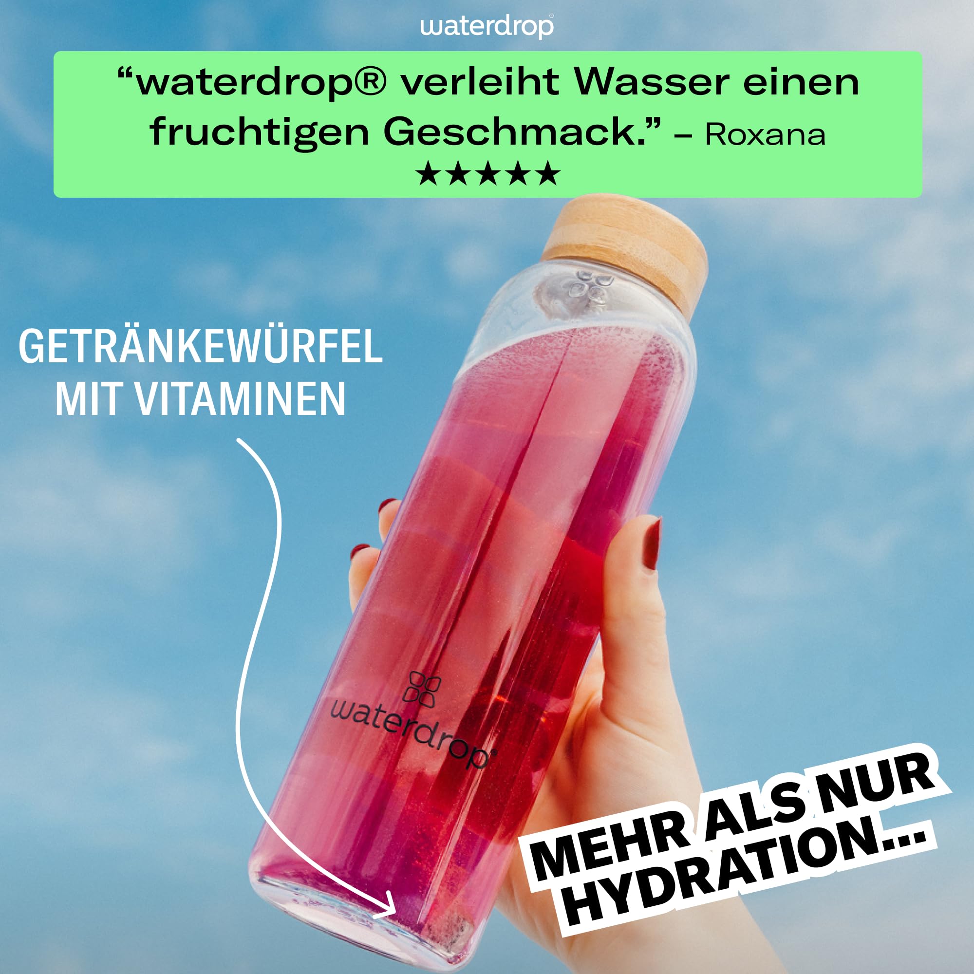 waterdrop® Apfel & Beeren Mix – 48 Waterdrop Würfel in 4 verschiedenen Sorten – Zuckerfreier Durstlöscher & Alternative zu Getränkesirup und Geschmackspulver – Flavour Drops - Microdrink Set