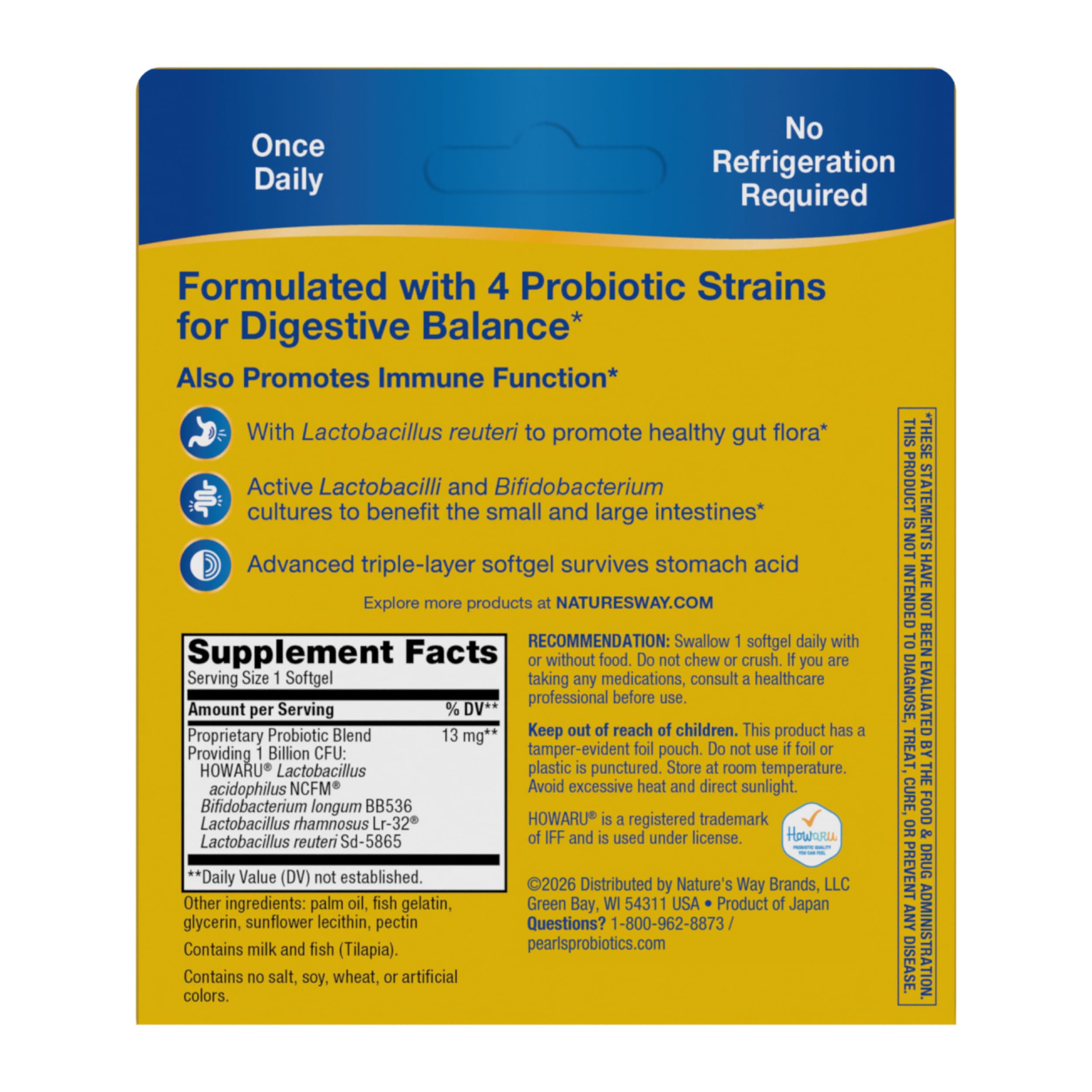 Nature's Way Primadophilus Reuteri Probiotic Pearls Softgels, Adult, 60 ct — Amazon image 6