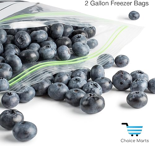 Miniatura 9 de Bolsas para congelador de 2 galones, 25 unidades, resellables, doble cremallera, a prueba de fugas, más de 3 mil de grosor, bolsas de congelador de