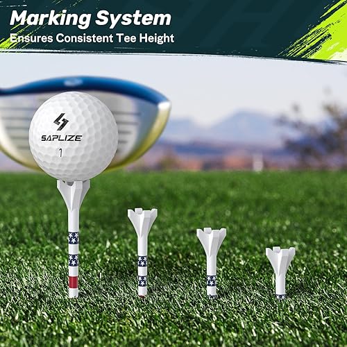 Miniatura 6 de SAPLIZE Soportes de golf de plástico mejorados, paquete de 10050 (3-14"), durabilidad y estabilidad mejoradas, diseño de cabezal de 4 puntas para