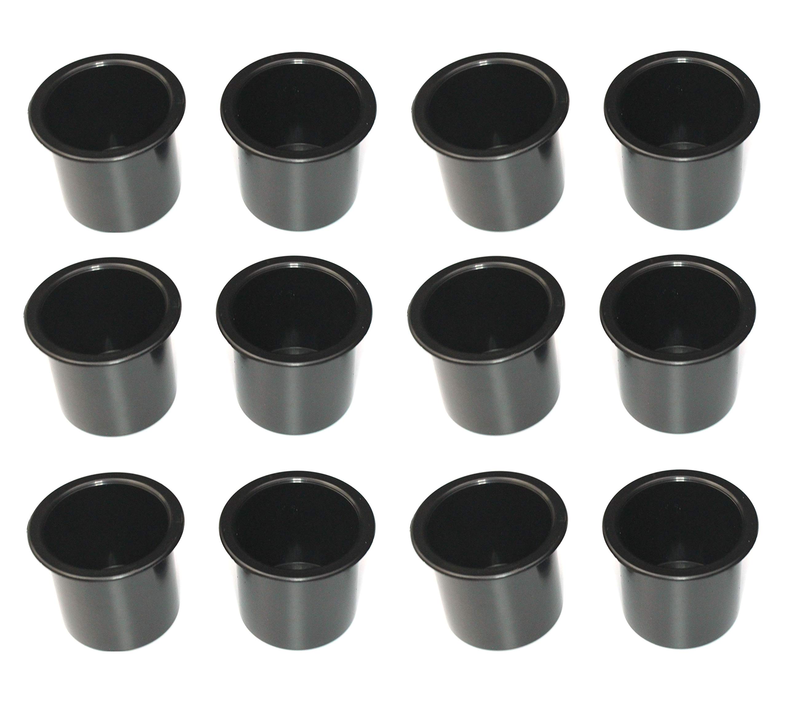2 7/8 Black Plastic Drop in Cup Holder, Poker, Blackjack or Pool Tables, Boats, RV's, Patios, Cars, Decks, Trailers or Tables. (12)