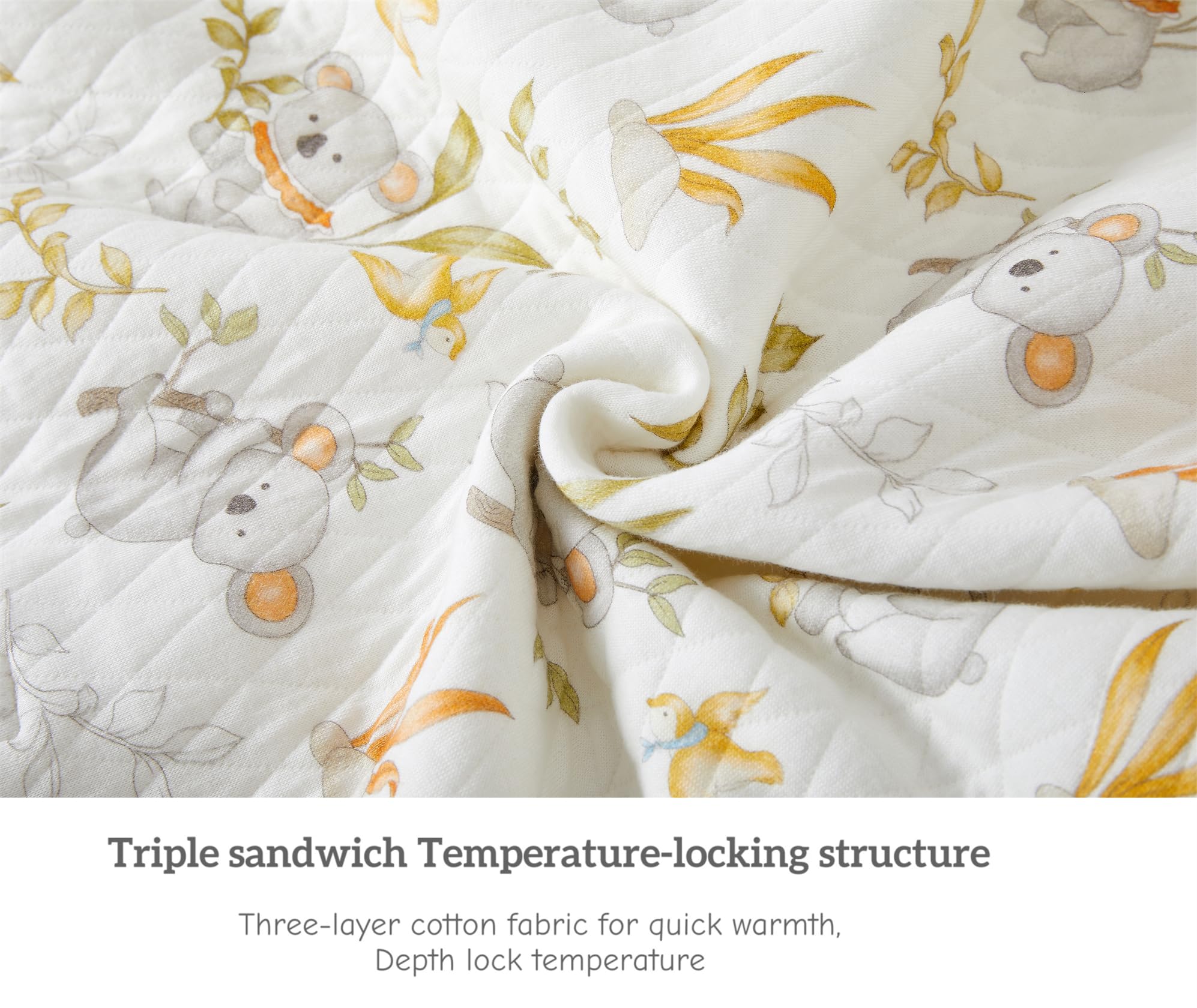Chilsuessy Sacco nanna per tutto l'anno, con piedi, 1,5 Tog, confezione da 2 pezzi, sacco nanna con gambe in cotone, 1,5 Tog, scoiattolo + koala, 90 cm, altezza del bambino 100-110 cm