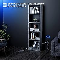 Vista 9 de Maximm Cable de extensión de enchufe plano giratorio de 360°, 0.3 m, 16 AWG, múltiple, extensión de salida, cable de conexión a tierra de 3 puntas