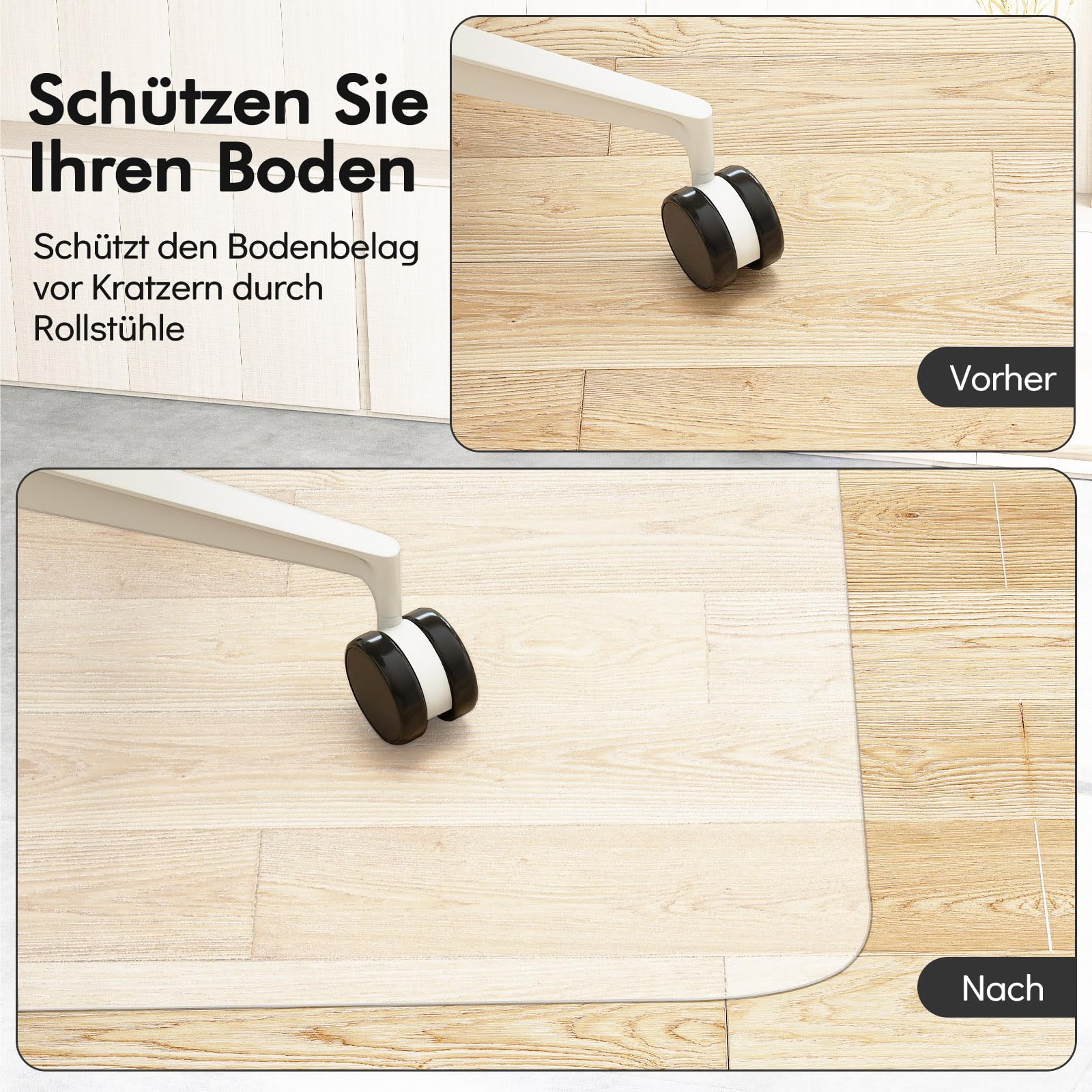 COSTWAY 160 x 180 cm Bodenschutzmatte Bürostuhl, Schreibtischstuhl Unterlage transparent, Schutzmatte Stärke 1,5mm, Bodenschutz Kratzfest & rutschfest, Stuhlunterlage für Laminat, Parkett, Hartböden