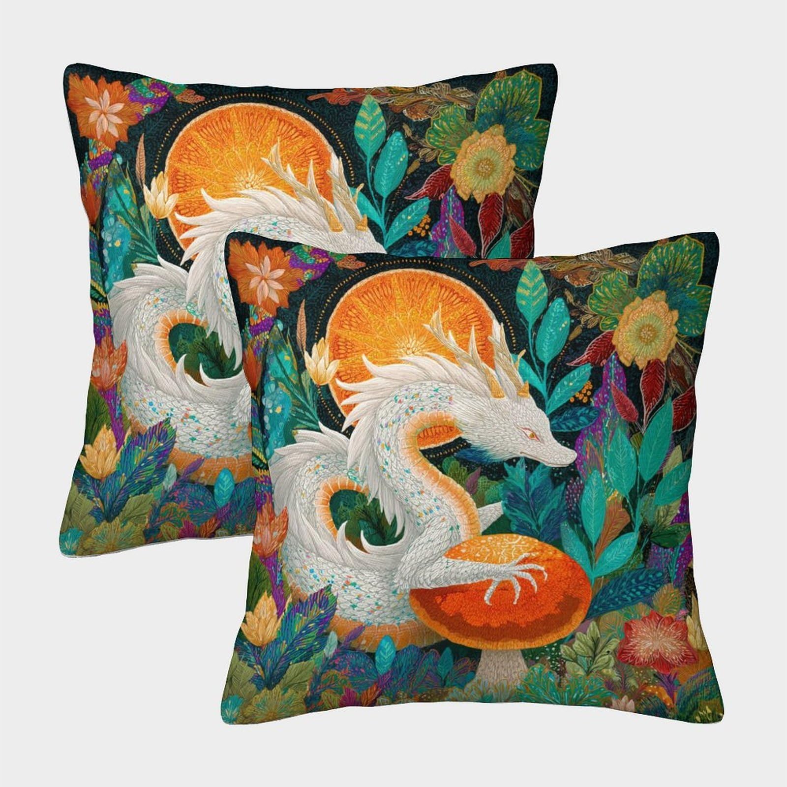 kaiyun 2 Pack Dragon Pillow Case 45x45cm Throw Pillow Case,Modern Decoration Pattern for Terrace Sofa Bedroom Indoor Outdoor Party