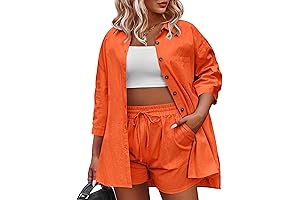 IN'VOLAND Plus Size Linen Sets for Women 2 Piece Outfits