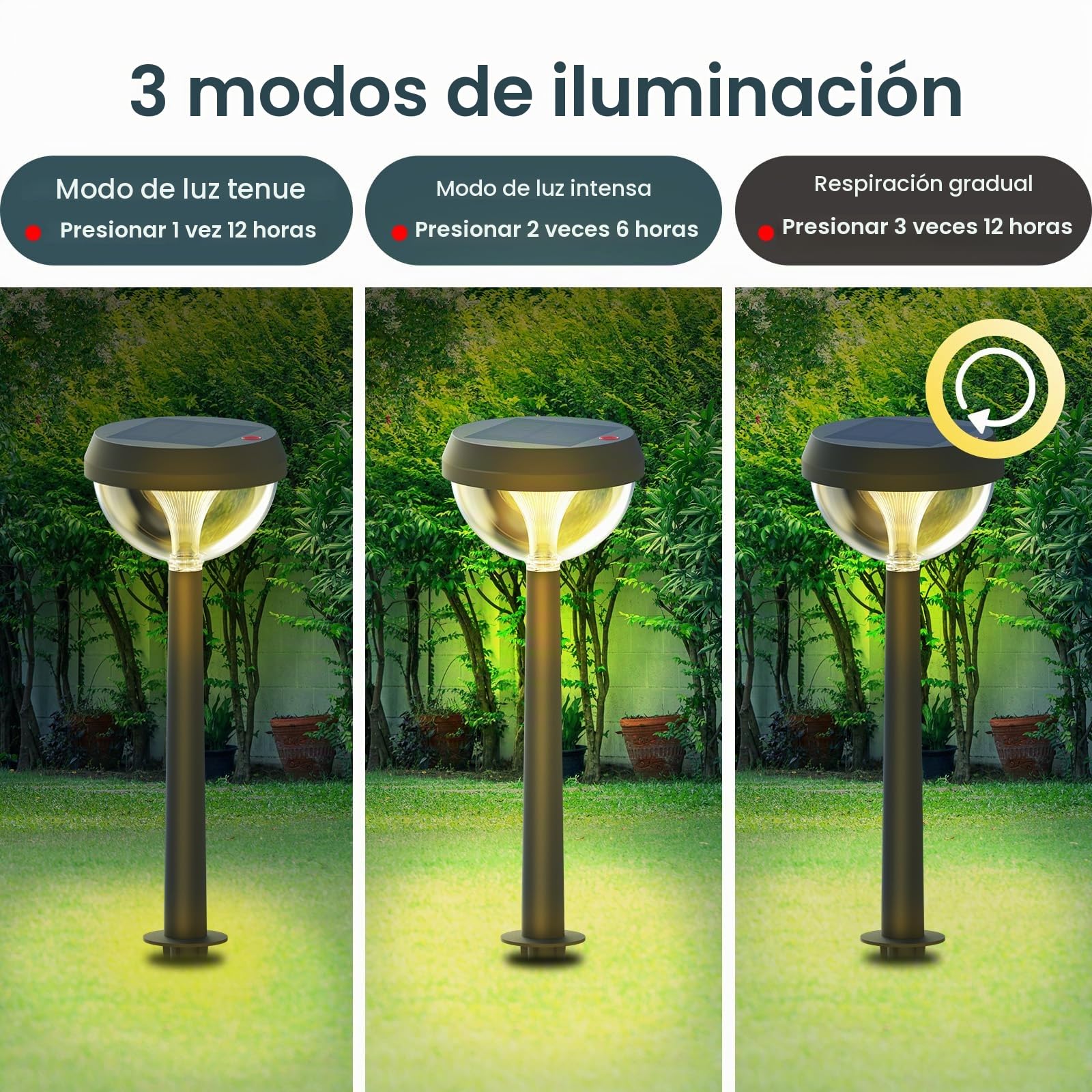 Linkind Luces Solares Exterior Jardin, Baliza Solar con 200lm Luz Calido, 3 Dibujos Cambiable, Altura Ajustable, Lámpara Solar Impermeable IP54 para Iluminar Camino, Césped, Balcón,8 Piezas