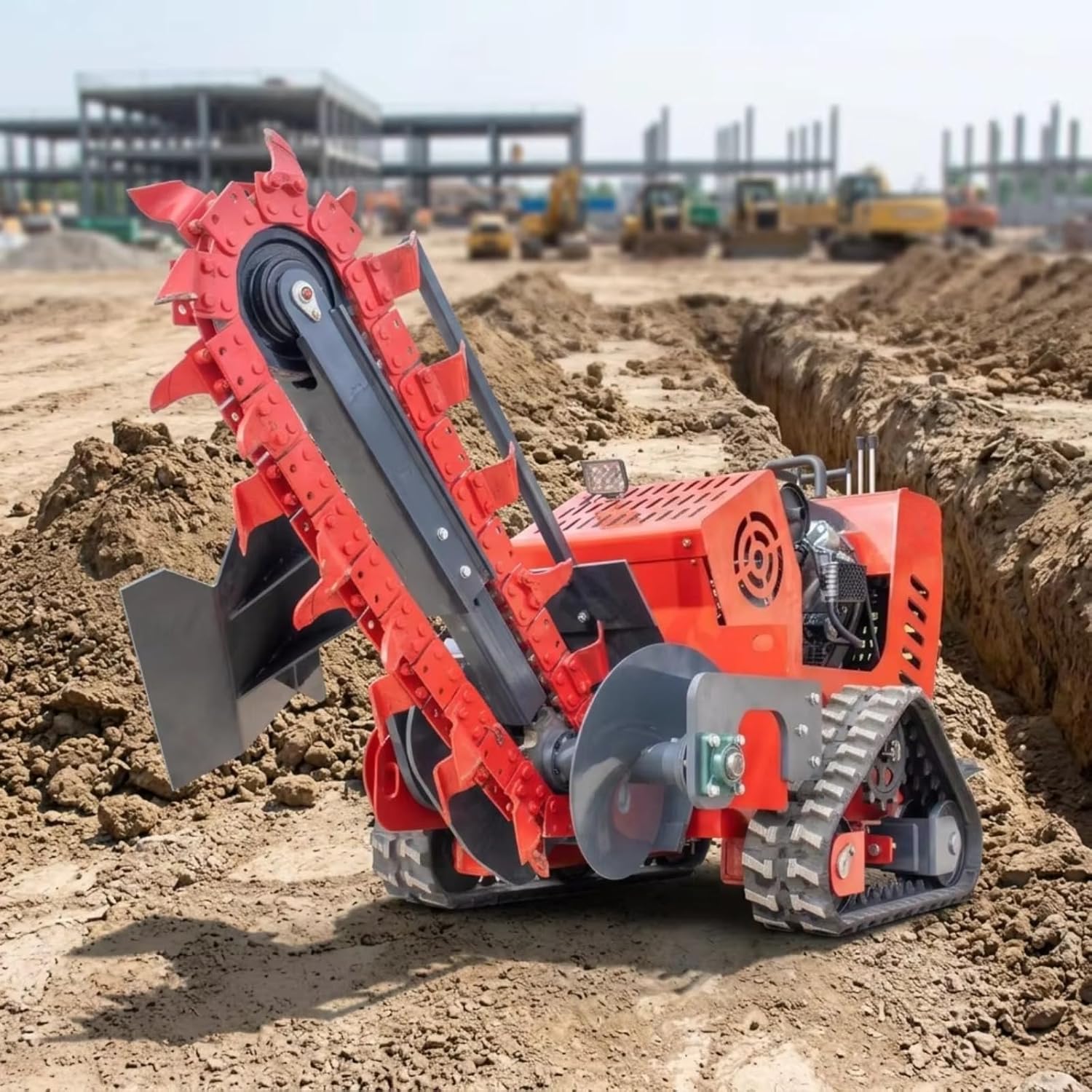 Mini Crawler Trenching Machine Compact Skid Steer Ditcher for Garden Construction Irrigation Pipeline Cable Laying Precise Chain Trencher Equipment