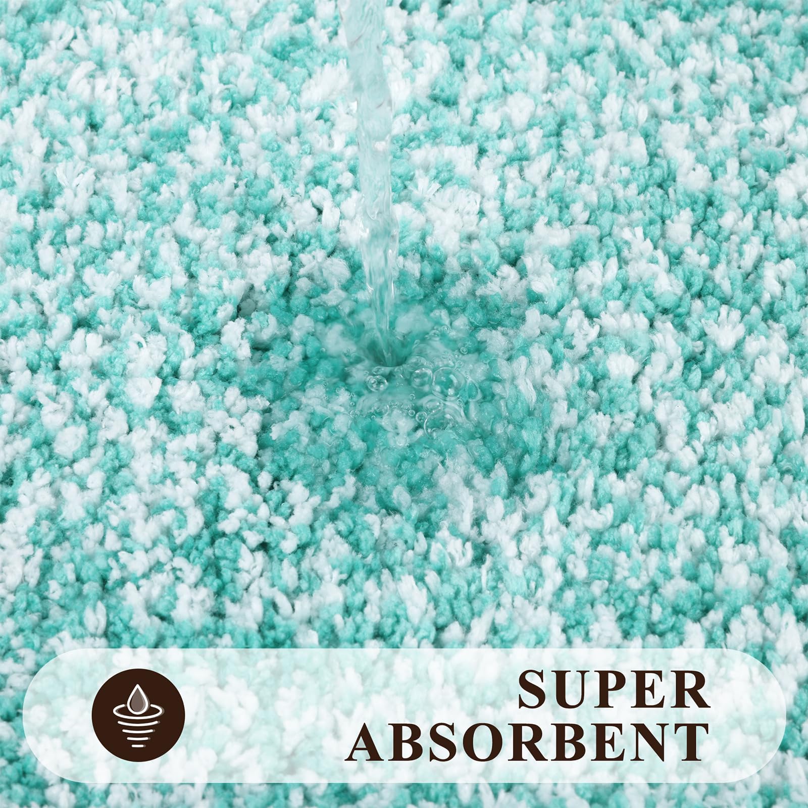 Pauwer - Juego de 3 alfombras de baño antideslizantes, absorbentes y peludas, incluye contorno de váter en forma de U, para baño, dormitorio, sala de estar, verde azulado