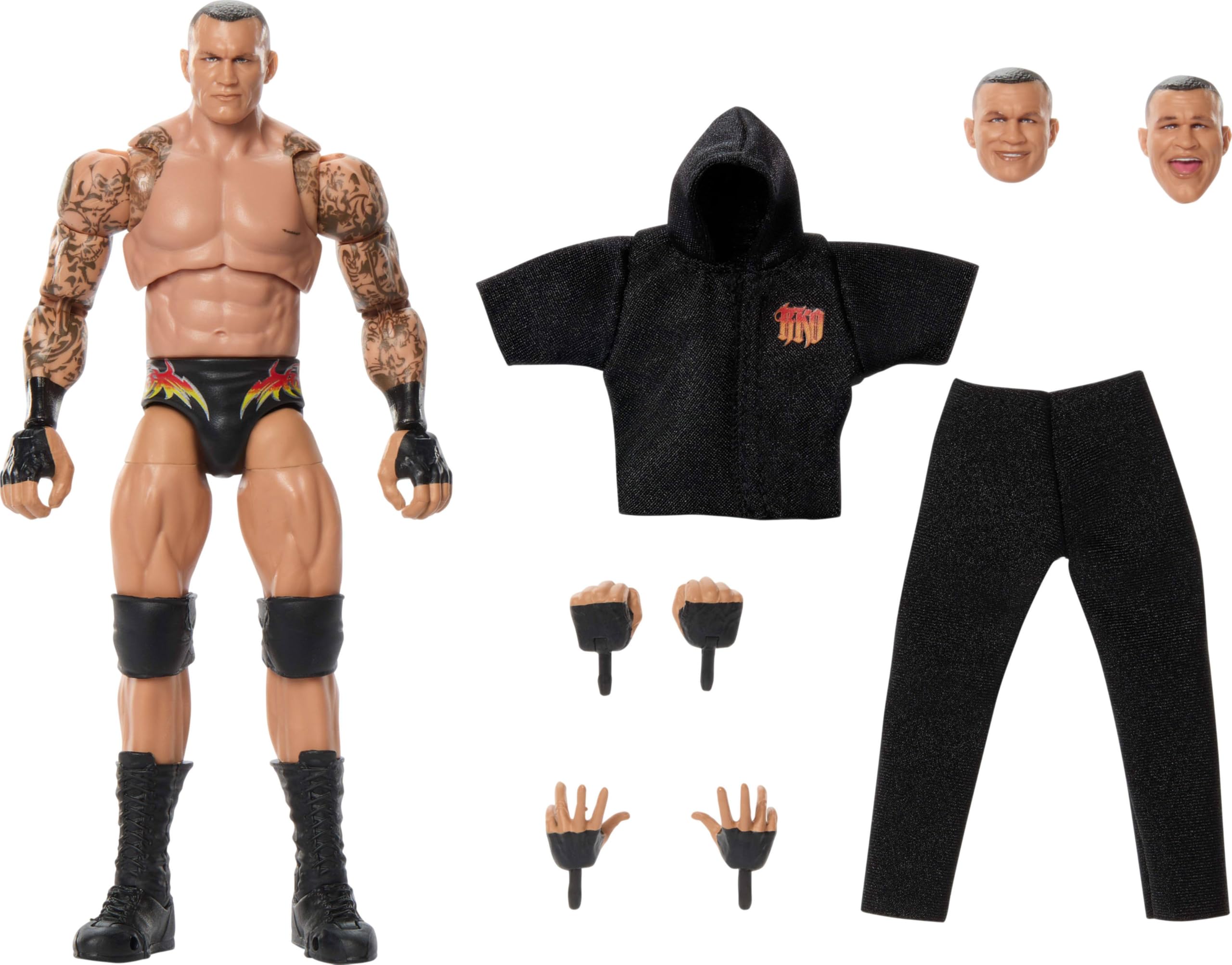 Mattel WWE Ultimate Edition Action Figure & Accessories Set, Randy Orton 6-inch Collectible with Swappable Heads & Hands, 30 Articulation Points​, JHV98