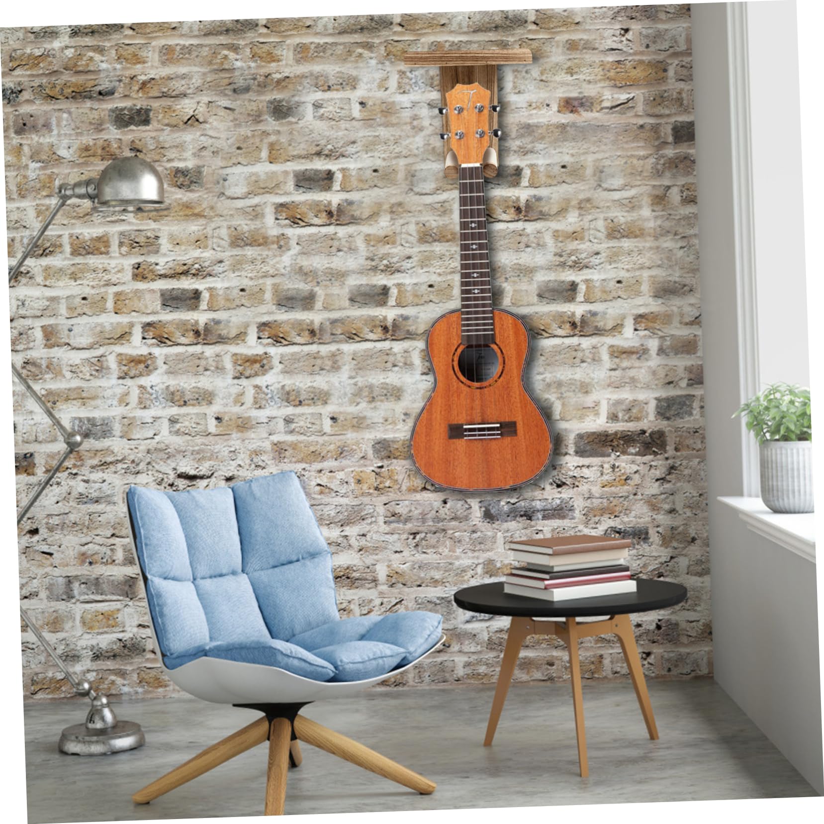 Supporto da Parete per Chitarra in Legno 2 Pezzi, Gancio | Mandolino e Banjo, Salvaspazio per Piccoli Appartamenti, Facile da Installare in Negozio