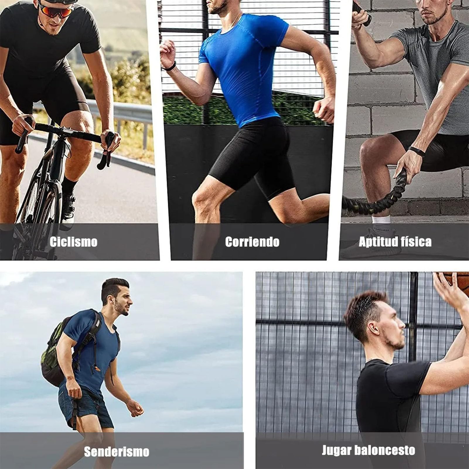 Męskie Koszulki Kompresyjne, Męskie Koszulki Kompresyjne Cool Dry z Krótkim Rękawem T-shirty Sportowe Topy Koszulka Sportowa do ćwiczeń (L)