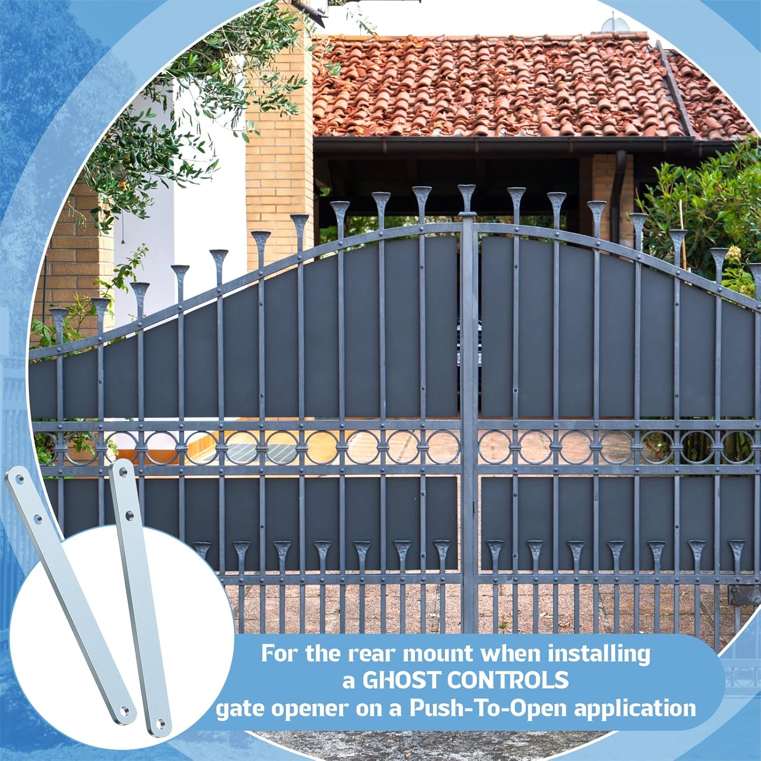 Gisafai 4 Pcs Push to Open Bracket Kit for Automatic Gate Opener Systems Push to Open Gate Bracket for Swing Gate Openers, Silver