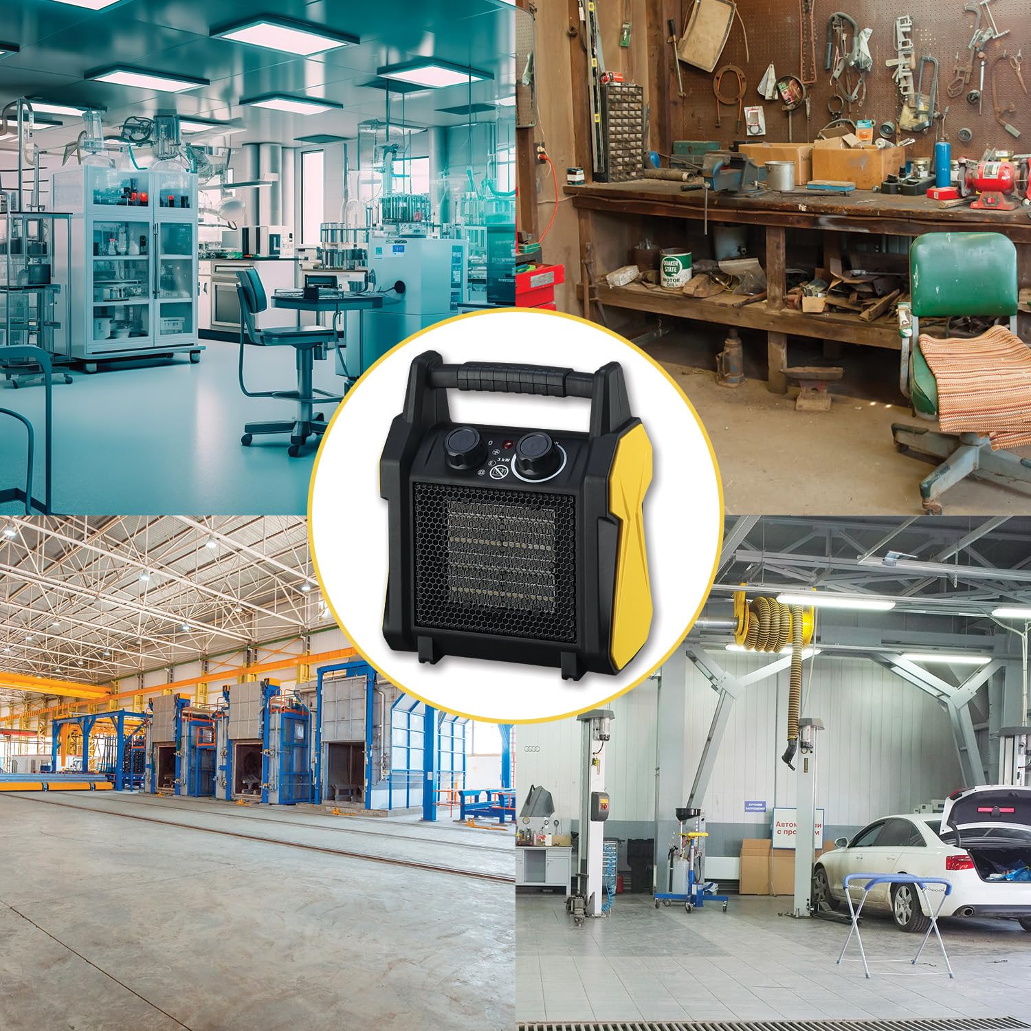 Stak Generatore d’Aria Calda Ceramica con Ventola – Potenza 3kW - Riscaldamento Rapido, Design Compatto, Termostato di Sicurezza – Ideale per Cantieri ed Ambienti Temporanei
