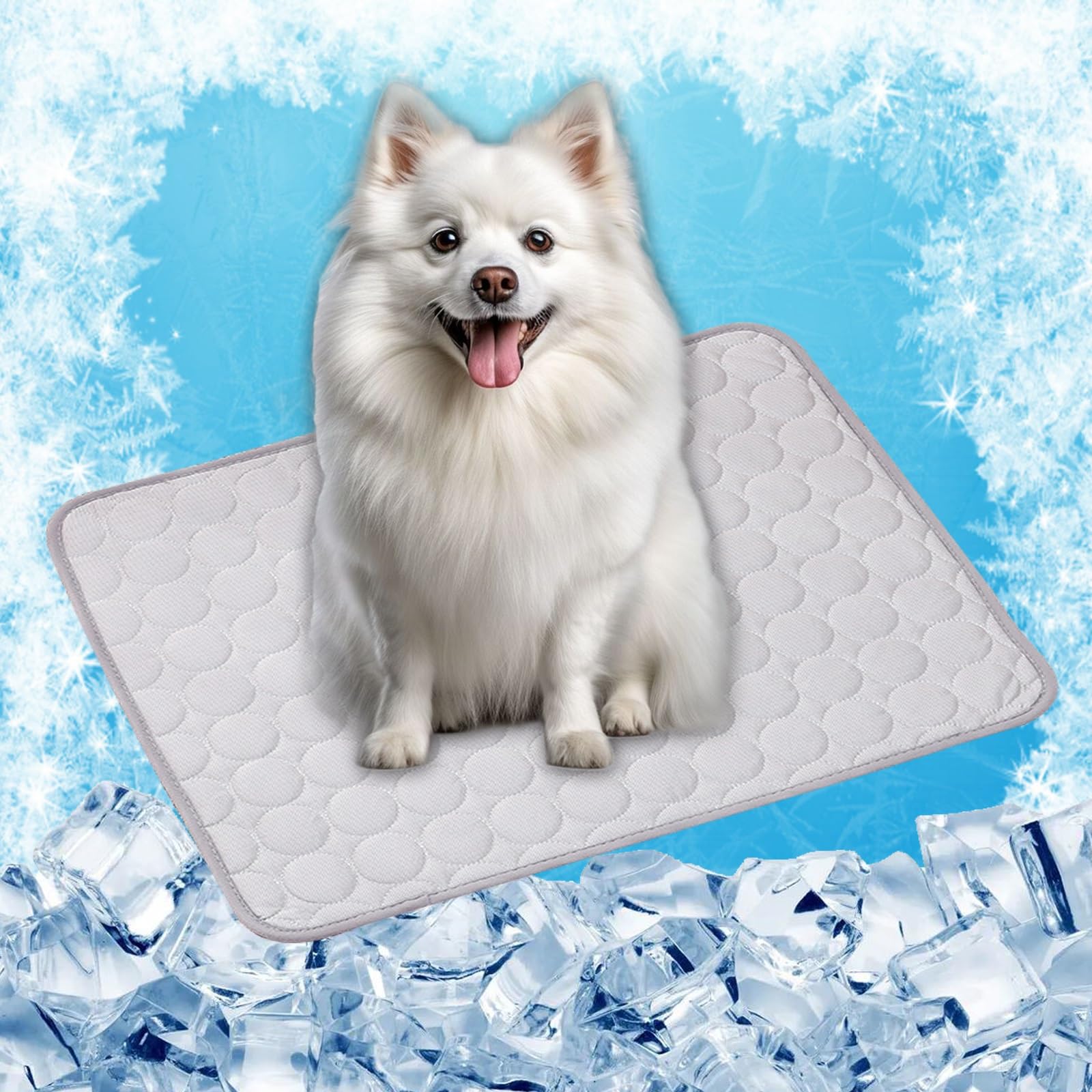 Tapis rafraîchissant chien chat lavable tapis de refroidissement gris
