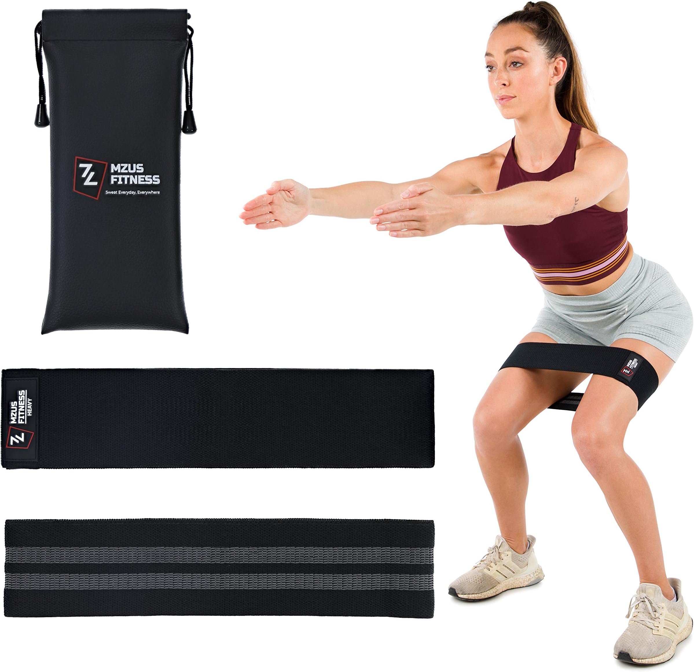 Mzus Fitness Resistance Bands Set Men/Women, Elastic Gym Exercise Band for Leg, Butt, Squats & Yoga, Non-Slip Booty Band With Resistance Levels