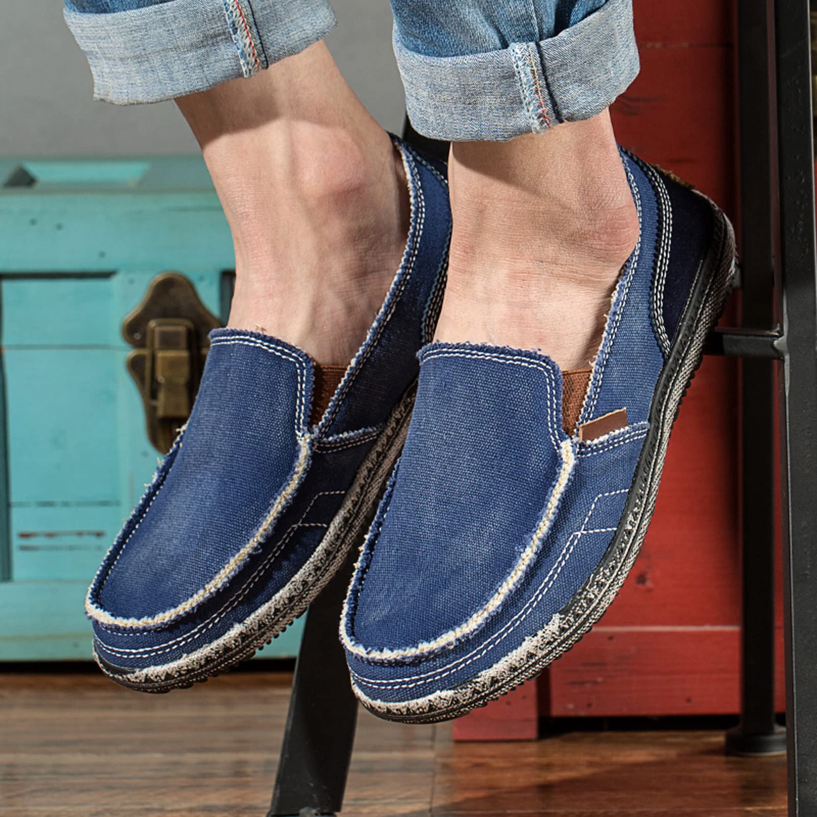 Chaussures en Toile Homme Léger Chaussures Bateau Respirant Mocassins Antidérapant Sport Sneakers