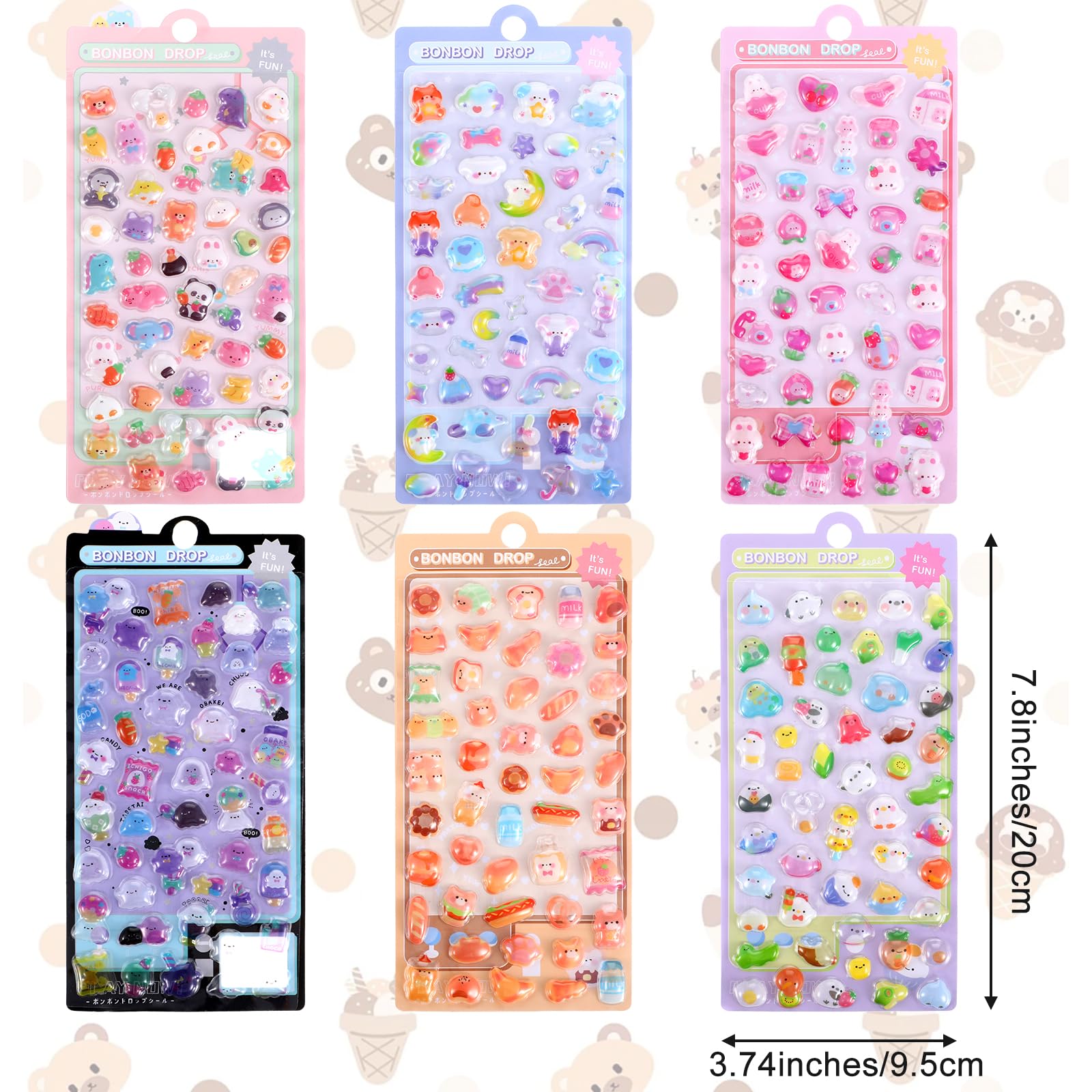 6 Sheets 3D Puffy Stickers Kawaii Resin Decorative Stickers Butterfly Flower Animal Cute Sticker Decorative Resin Sticker for Scrapbooking Notebook Journals Laptops Phone Case - Image 2