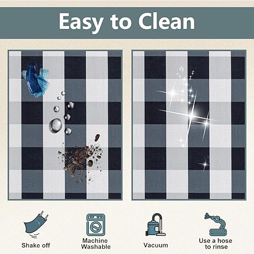 Miniatura 46 de Carvapet Juego de 2 alfombras antideslizantes de cocina TPR antideslizante para puerta de baño, diseño de cocina marrón