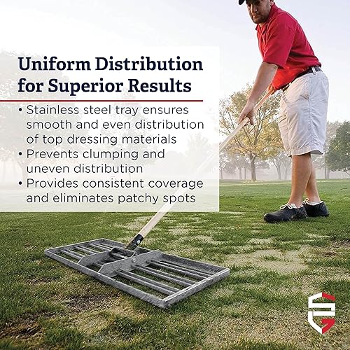 Miniatura 10 de Levelawn Pro - Rastrillo de nivelación de césped de 30 pulgadas con mango de 72 pulgadas  Campos de golf, césped y jardines de nivelación sin