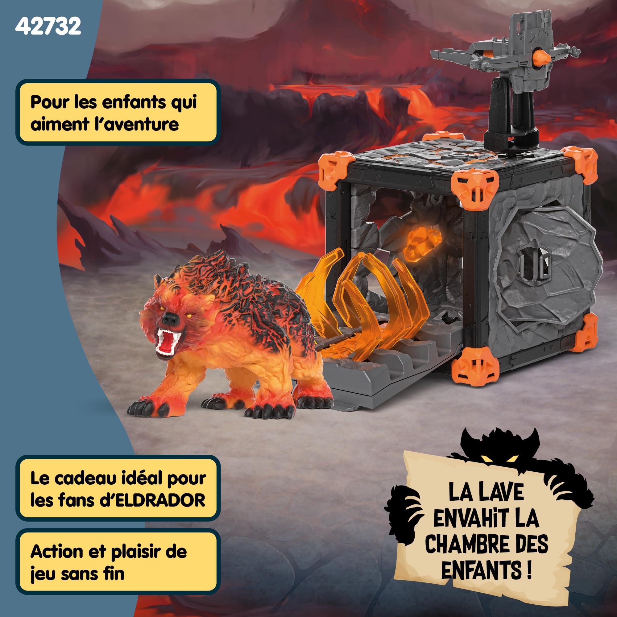 schleich ELDRADOR | BattleCave Ours de Lave 42732 | dès 6 Ans | 31 pièces | Coffret avec caverne, monstre et cristal | fonction de tir et piège articulé | cavernes empilables pour arène