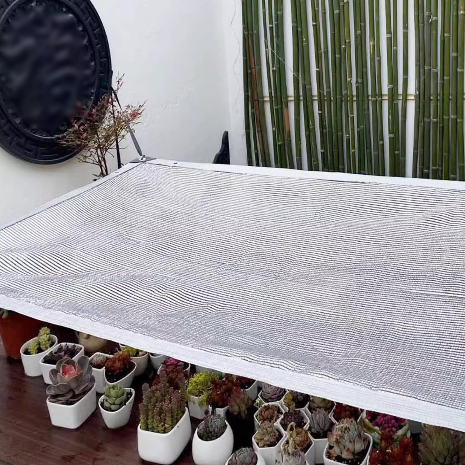 55% tkanina do roślin oddychająca siatka kwiatowa szklarnia ochrona przed słońcem folia aluminiowa Sn przelotki w zestawie (3 x 9 m 9 m)