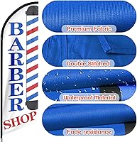 Vista 3 de Bandera de barbería, banderas de barbería con kit de poste, bandera de barbería con poste para empresas, letrero de bandera de plumas de swooper