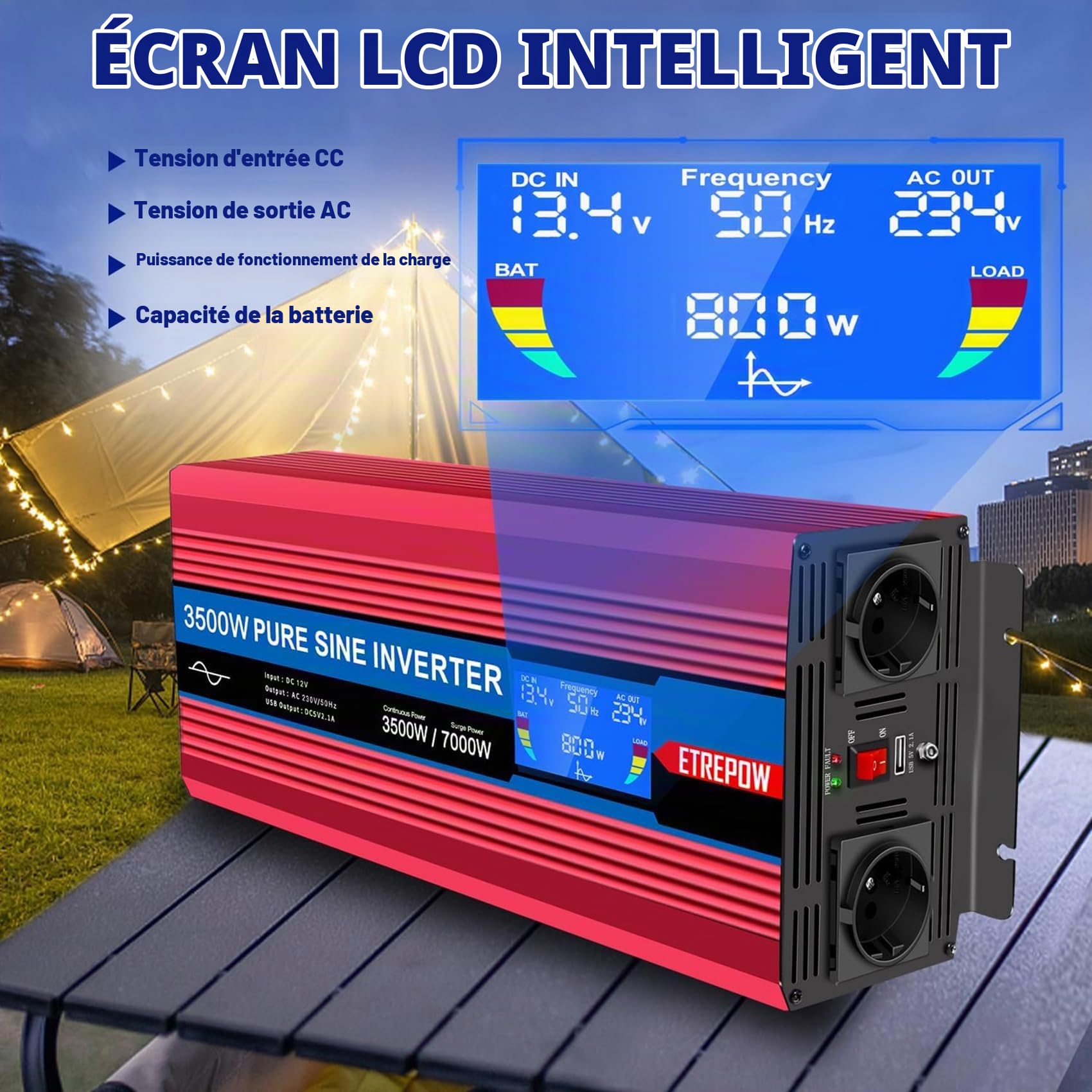 3500W convertisseur 12v 220v Pur Sinus transformateur