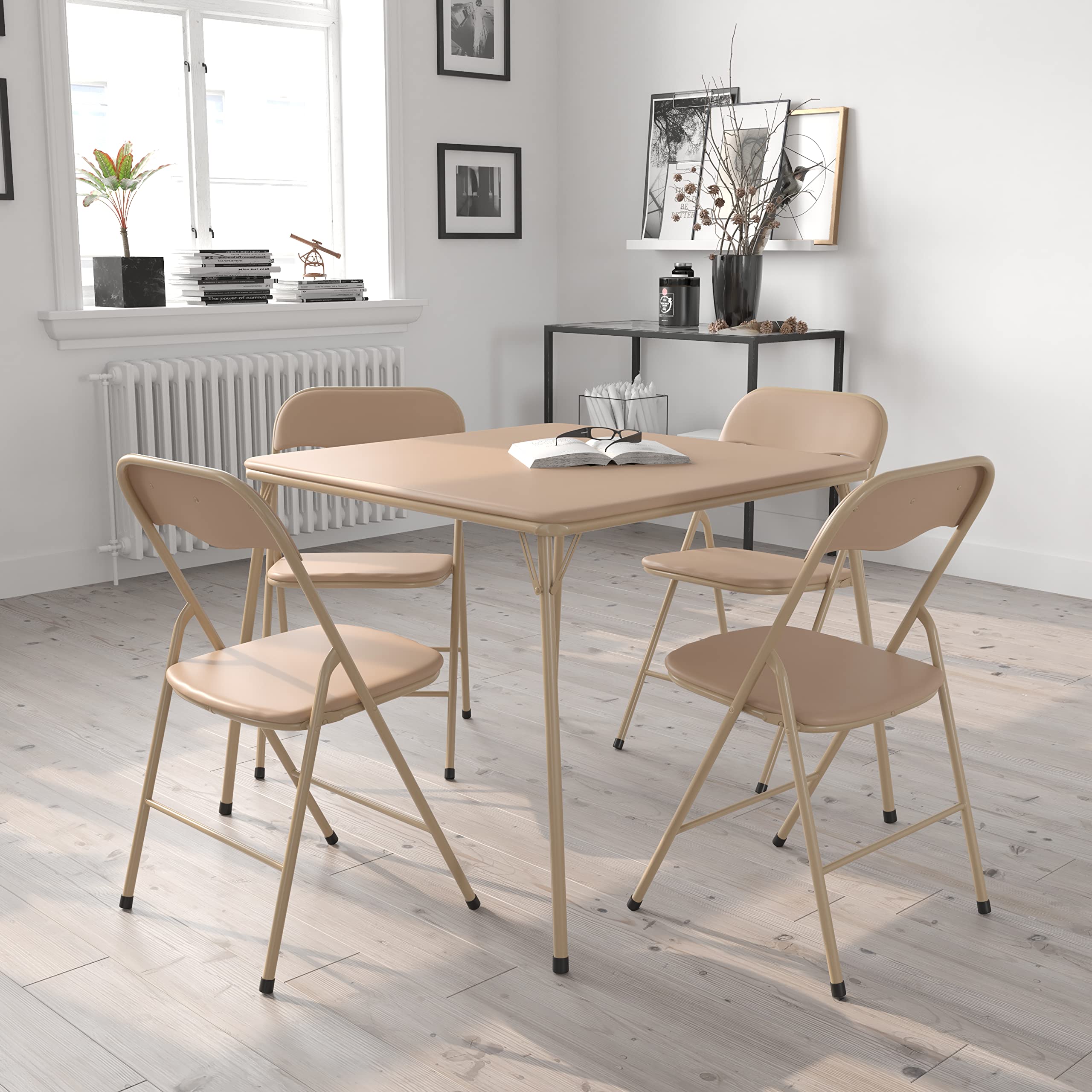 EMMA + OLIVER 5-Piece Folding Card Table and Chairs Set